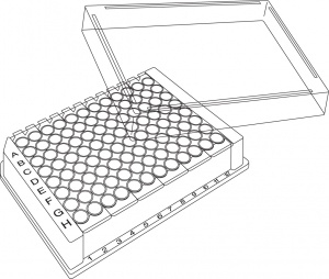 Microtitration plate - divided of P type - double strip