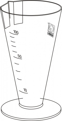 Urinal conic measuring cup 100 ml - yellow