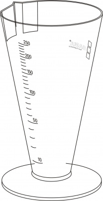 Kónická odměrka na moč 250 ml – žlutá